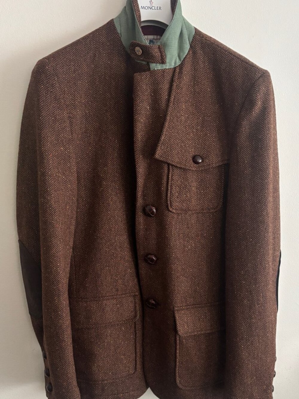 $450 Trovata Brown Herringbone Wool Blend Tweed Sport Coat/ Jacket - Medium